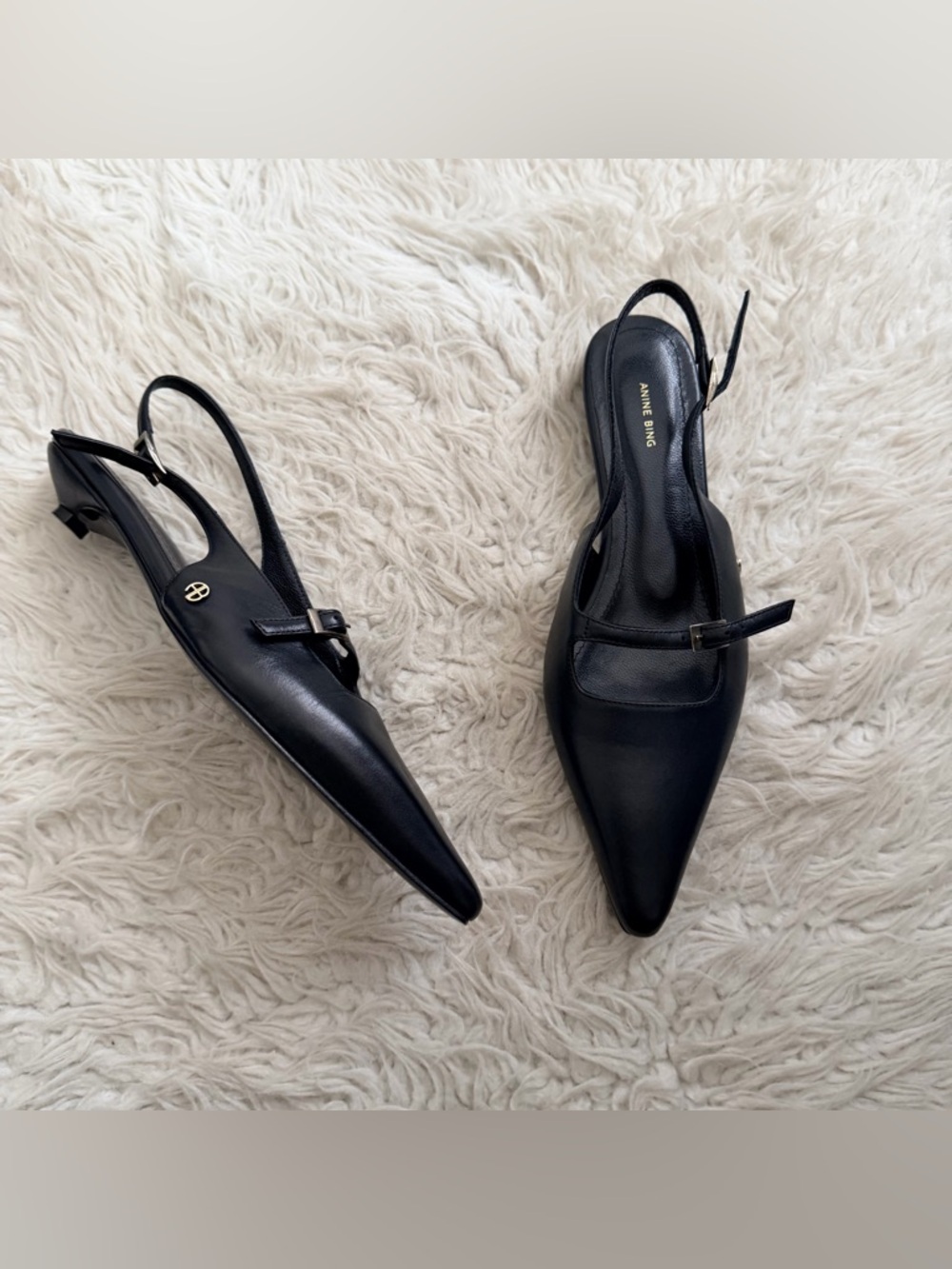 Anine Bing Slingback Kitten Heels - Black - Picture 2 of 9